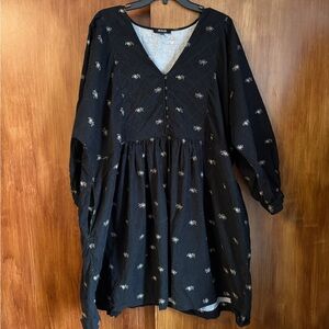 Madewell Corduroy Quilted-Bib Floral Mini Dress in Blurred Ikat | Women’s 2X